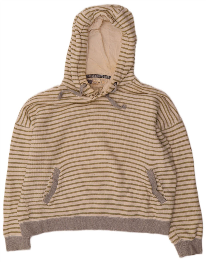 ROXY Jersey con capucha extragrande para mujer Reino Unido 40 Grande Algodón a rayas blanco roto