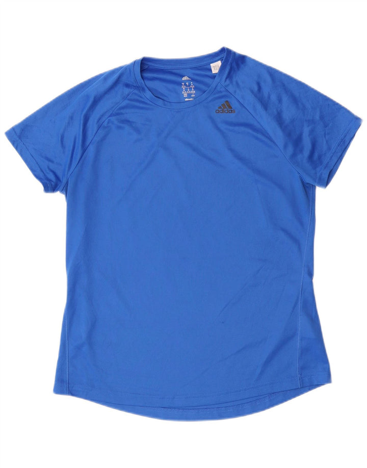 Adidas Mujer Climalite Camiseta Top UK 12/14 Medio Azul Poliéster