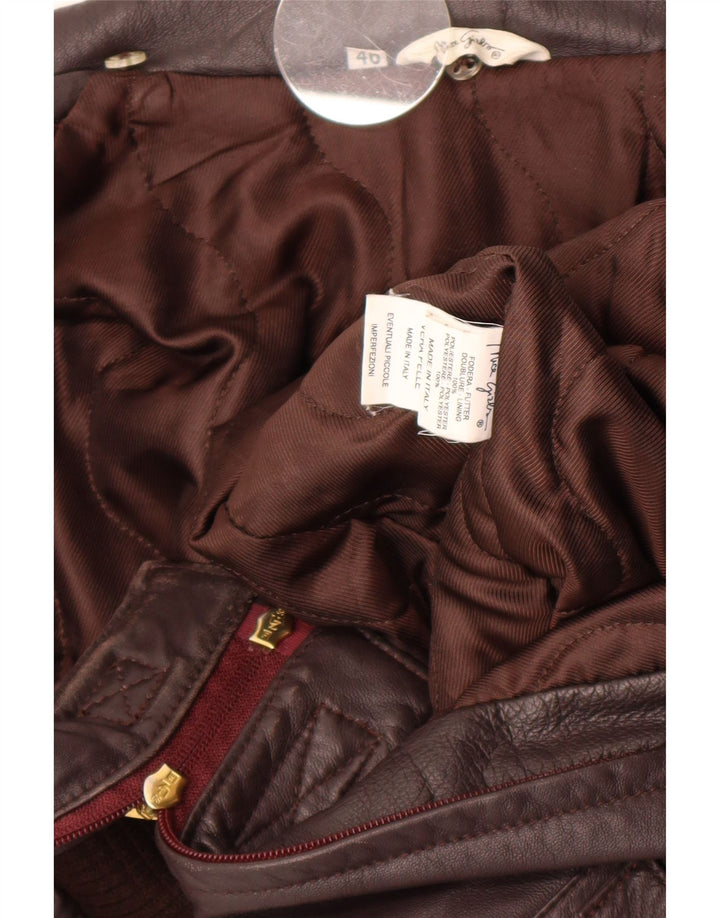 Chaqueta de cuero vintage para mujer IT 46 cuero marrón grande
