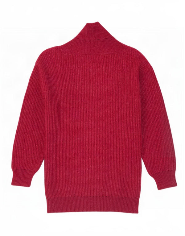 Vintage mujer chal cuello jersey suéter Reino Unido 16 grande borgoña
