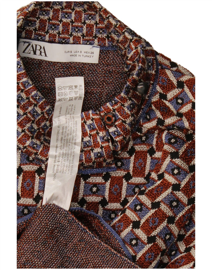 ZARA Jersey oversize con cuello alto para mujer, talla 40, talla pequeña, color burdeos