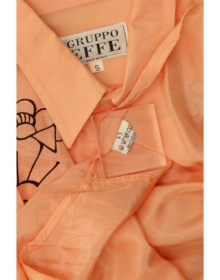 VINTAGE Camisa gráfica de manga corta para hombre Pequeña viscosa naranja
