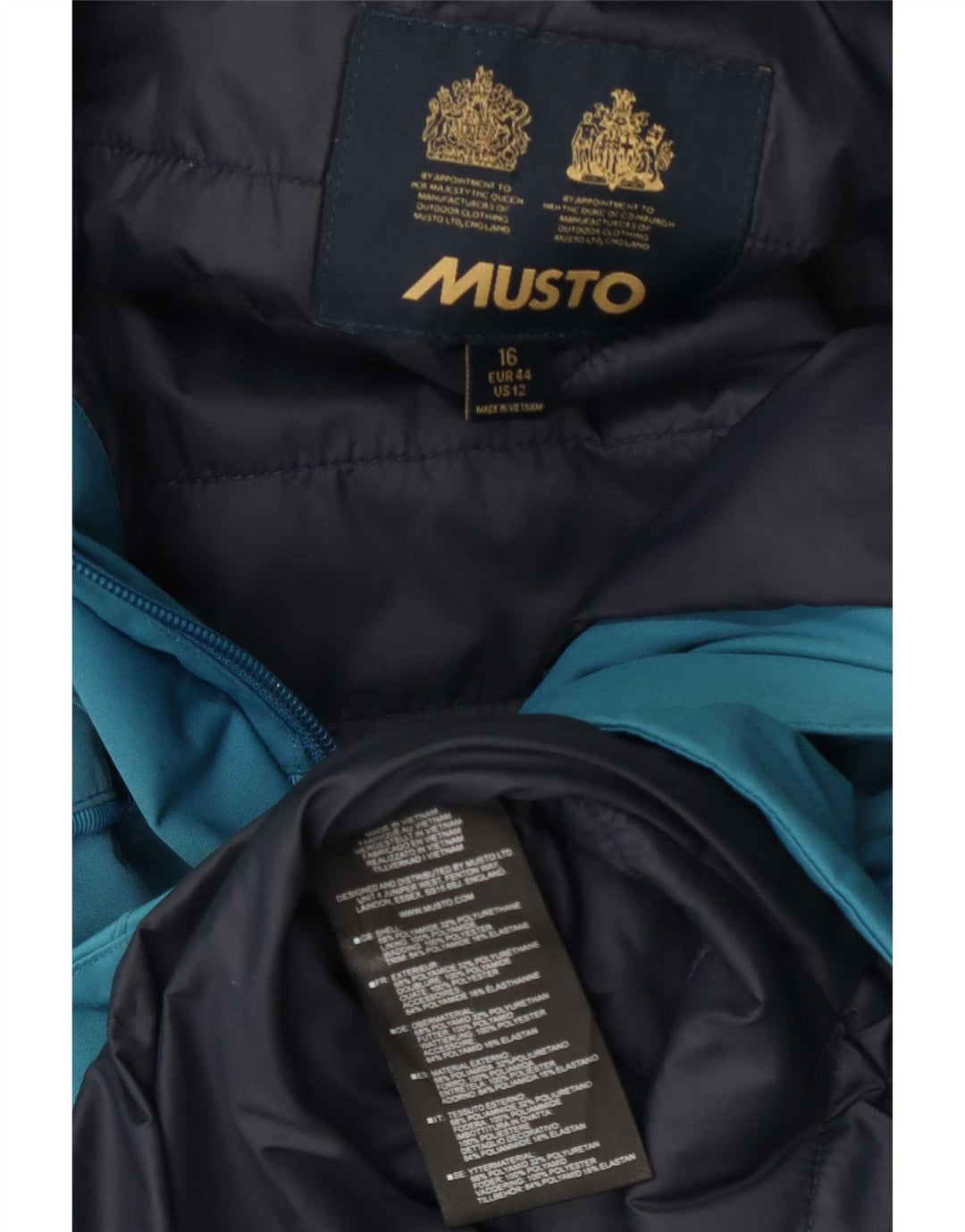 Musto Chaqueta cortavientos con capucha gráfica para mujer UK 46 Grande Poliamida azul