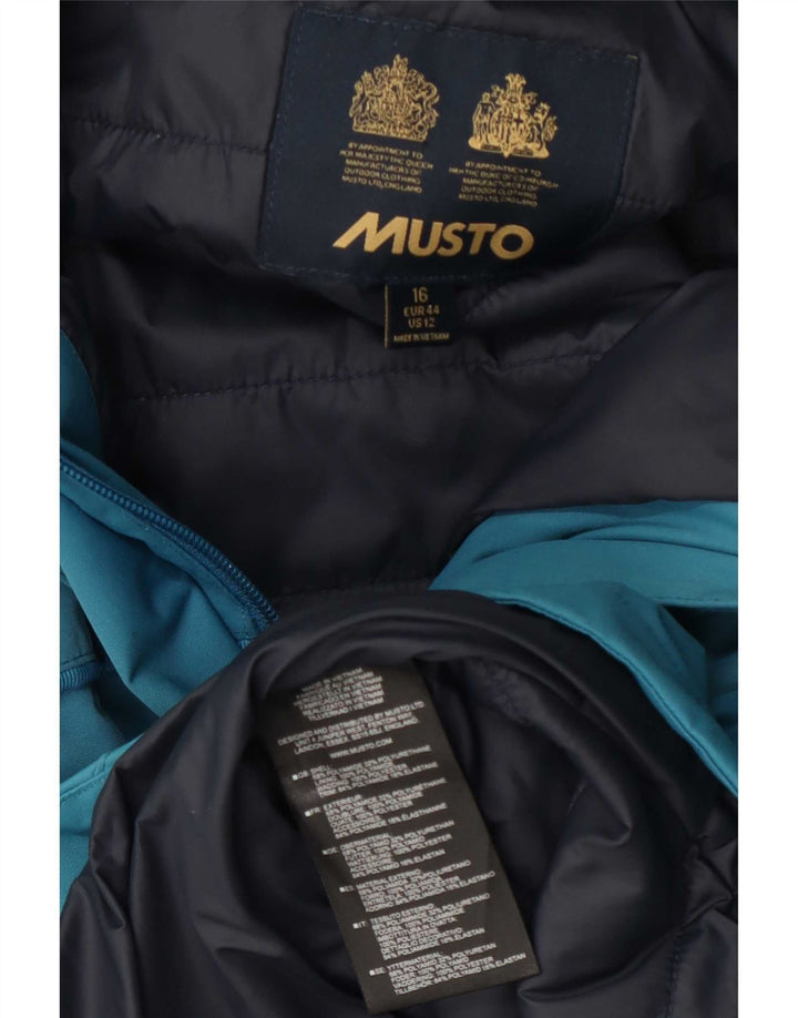 Musto Chaqueta cortavientos con capucha gráfica para mujer UK 46 Grande Poliamida azul