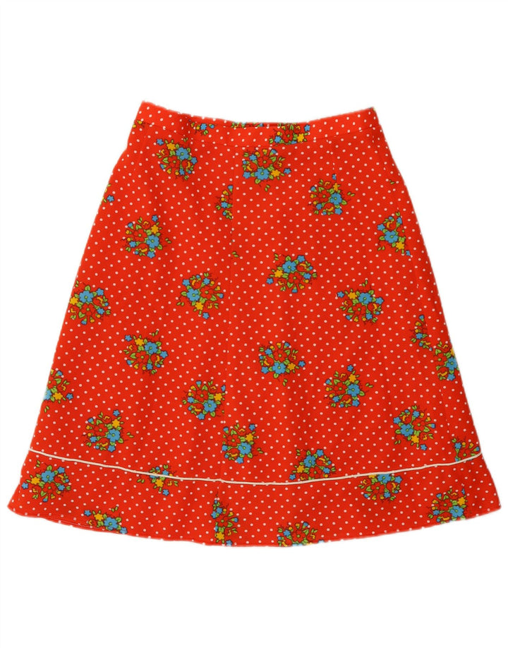 Vintage mujer A-Line falda W28 medio rojo floral