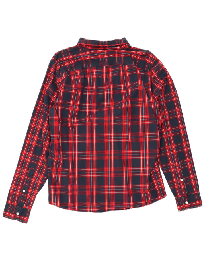 HOLLISTER Camisa de franela para hombre XL Algodón a cuadros azul marino