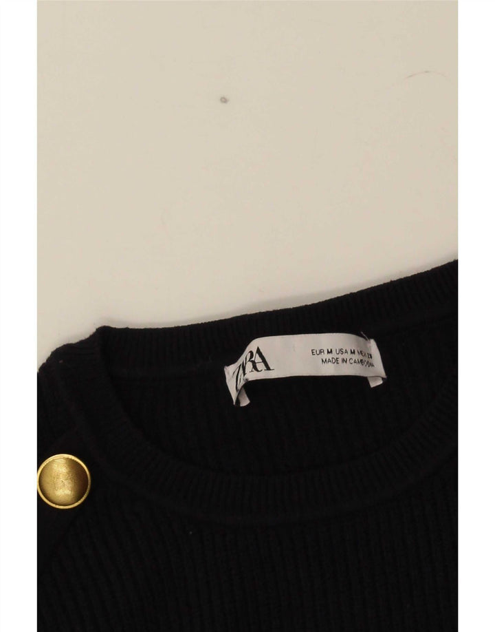 Zara - Jersey de cuello redondo para mujer, talla 40, talla M, azul marino