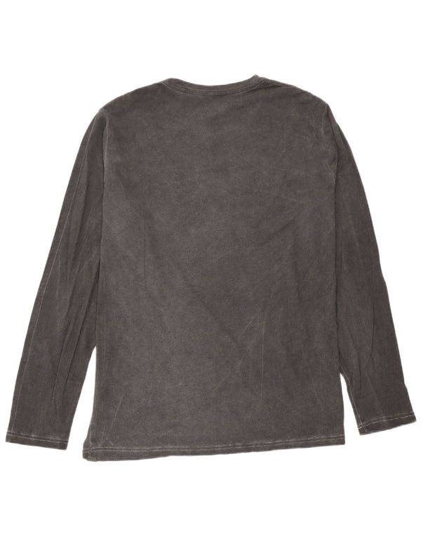 Rifle Hombres Top Manga Larga Grande Gris Algodón