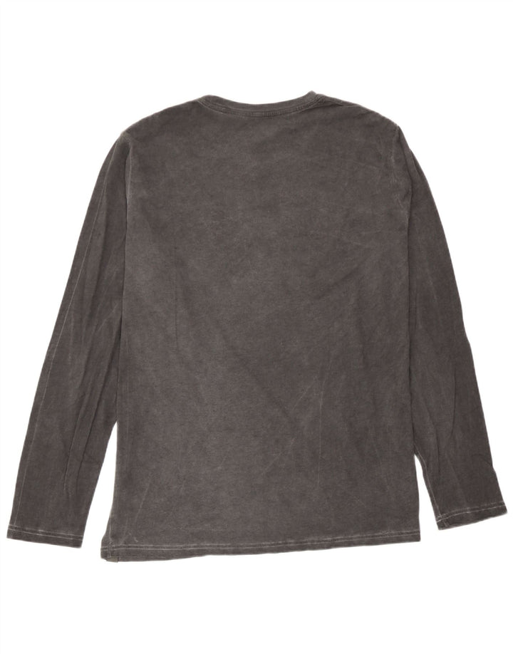 Rifle Hombres Top Manga Larga Grande Gris Algodón
