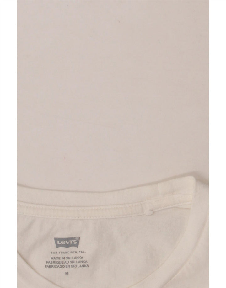LEVI'S Womens Graphic T-Shirt Top UK 14 Medium White Vintage Levi's and Second-Hand Levi's from Messina Hembry 