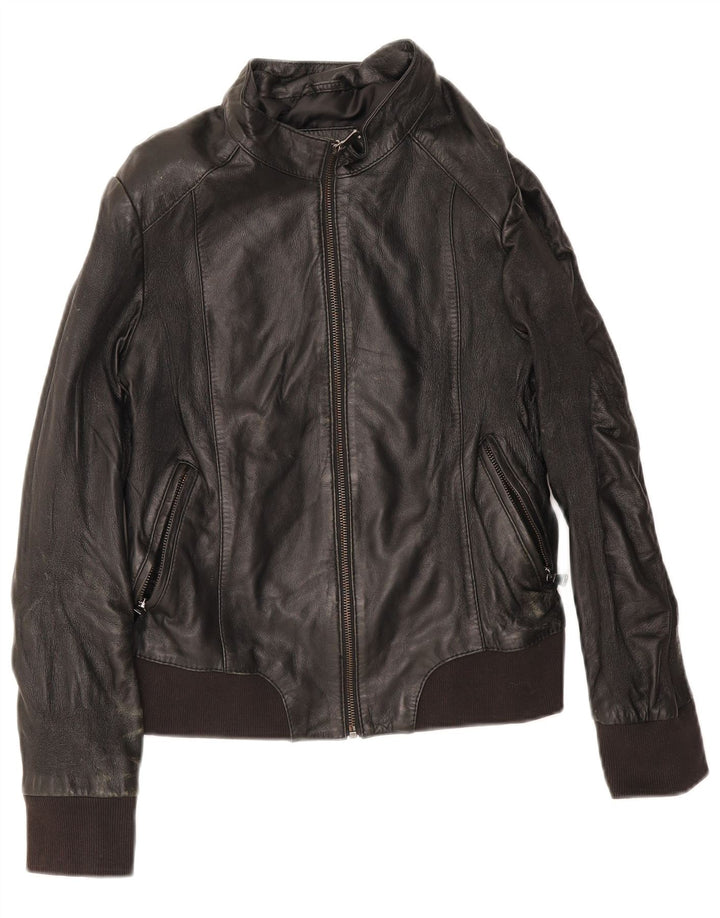 Conbipel Chaqueta Bomber De Cuero Para Mujer IT 44 Medium Cuero Negro