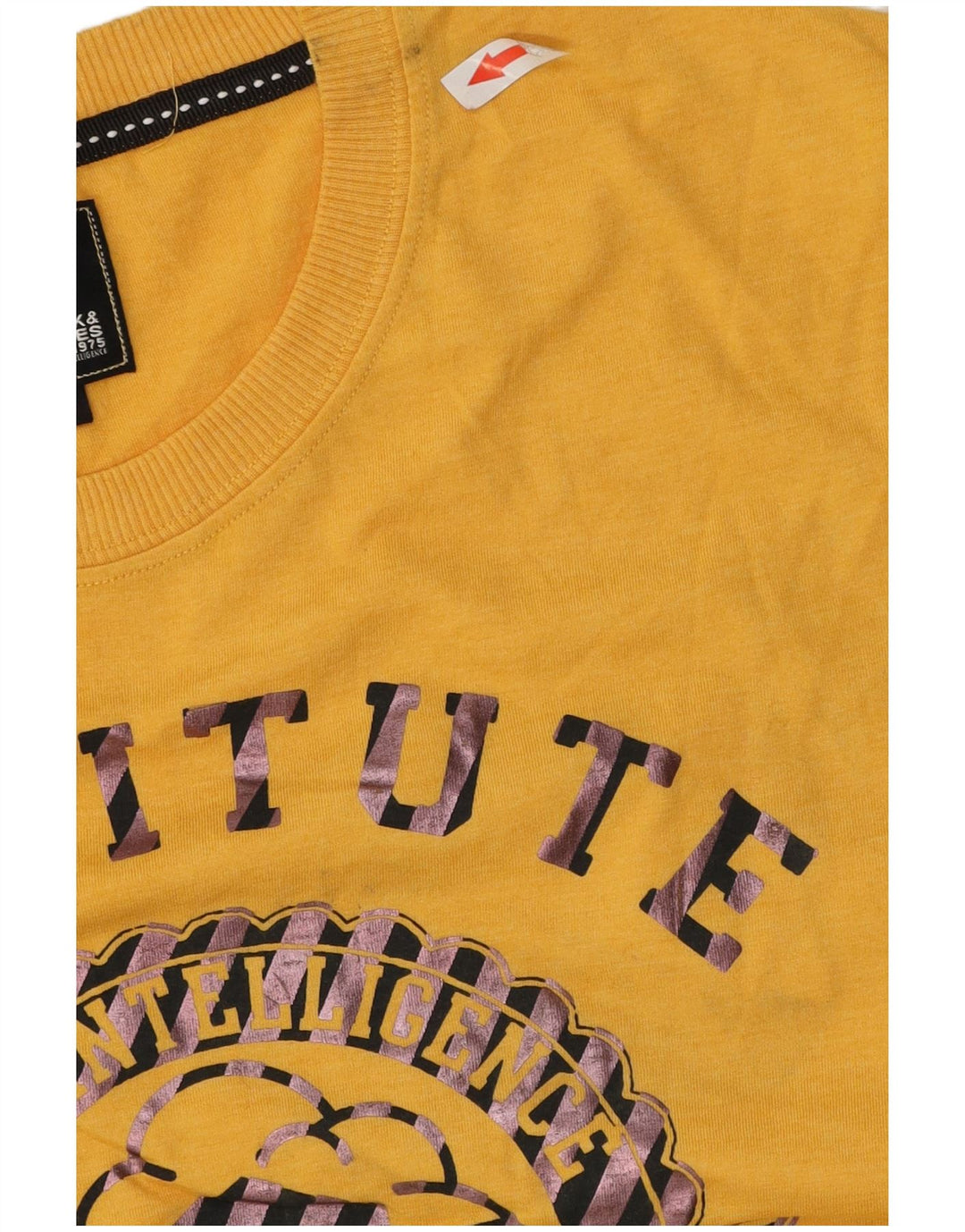 Jack & Jones Hombre Top Gráfico Manga Larga Algodón Amarillo Medio