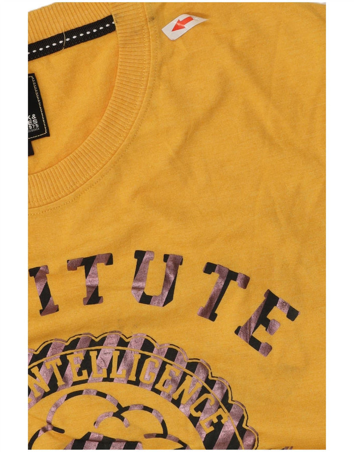 Jack & Jones Hombre Top Gráfico Manga Larga Algodón Amarillo Medio