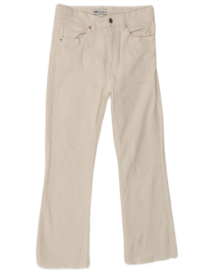Zara Vaqueros Bootcut De Tiro Alto Para Mujer EU 38 Small W28 L25 Blanco