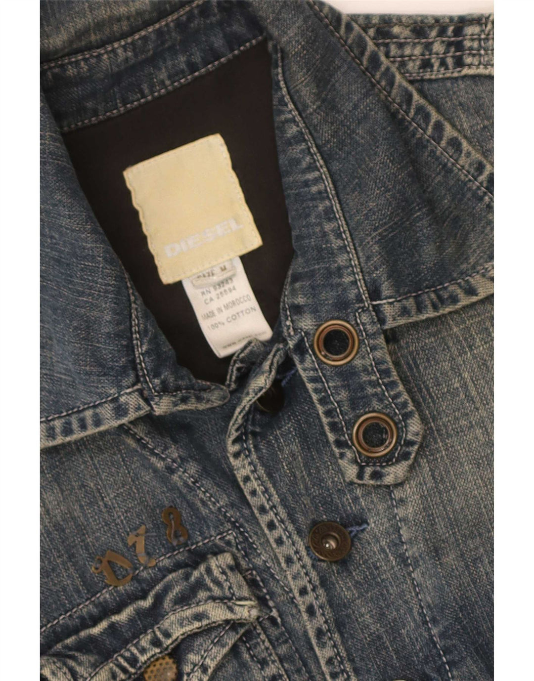 Diesel Mujer Chaqueta Vaquera UK 42 Algodón Azul Medio