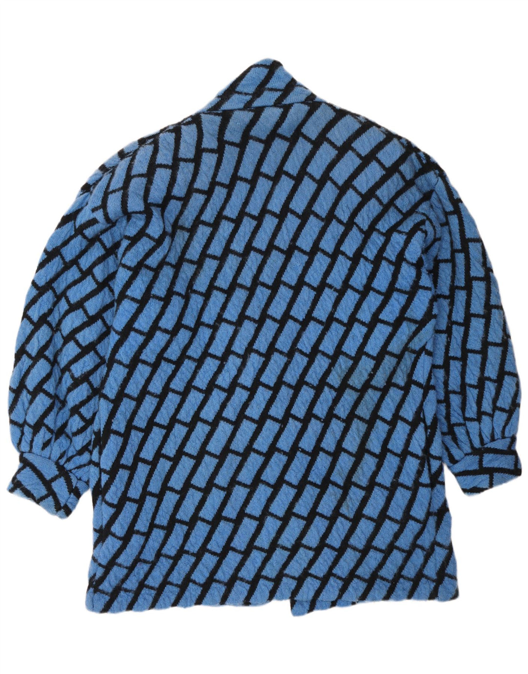Vintage mujer longline oversized cardigan suéter Reino Unido 14 cheque azul medio