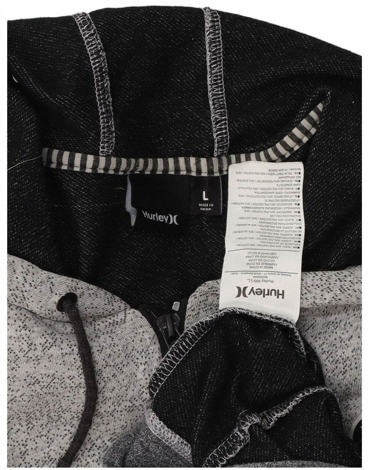 HURLEY Sudadera con capucha y cremallera para hombre, tamaño grande, algodón gris