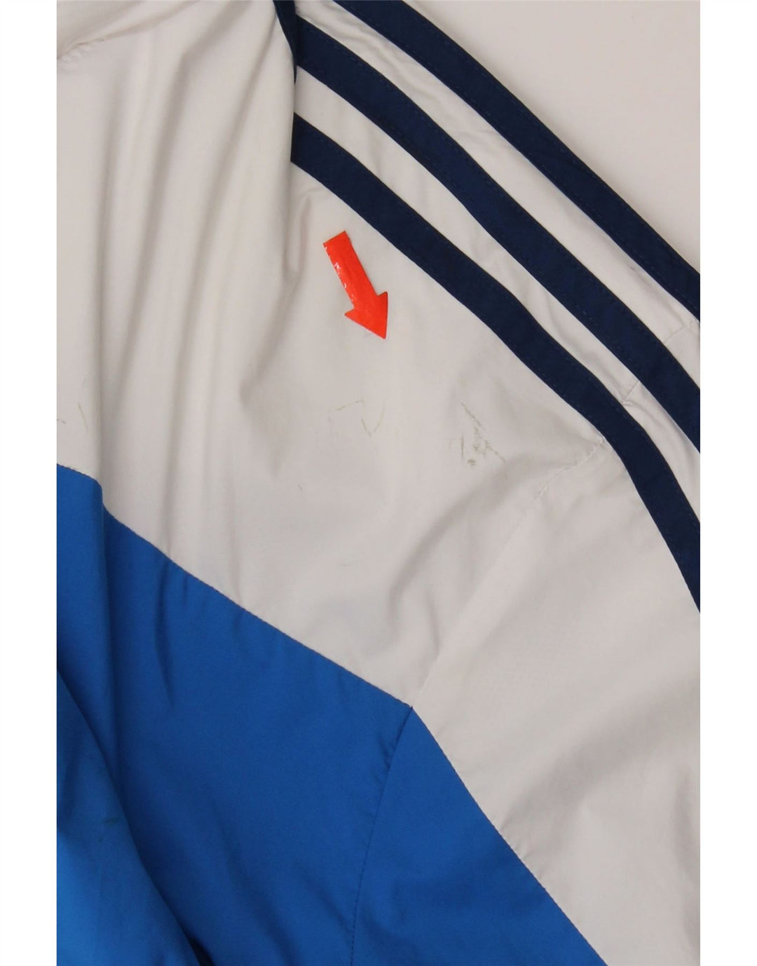 Adidas Chaqueta impermeable con capucha para hombre UK 40 Large Azul marino Colorblock Poliéster