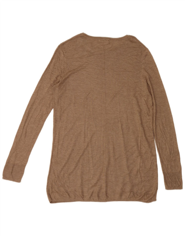 Zara Mujer Top Largo Manga Larga UK 44 Viscosa Marrón Medio