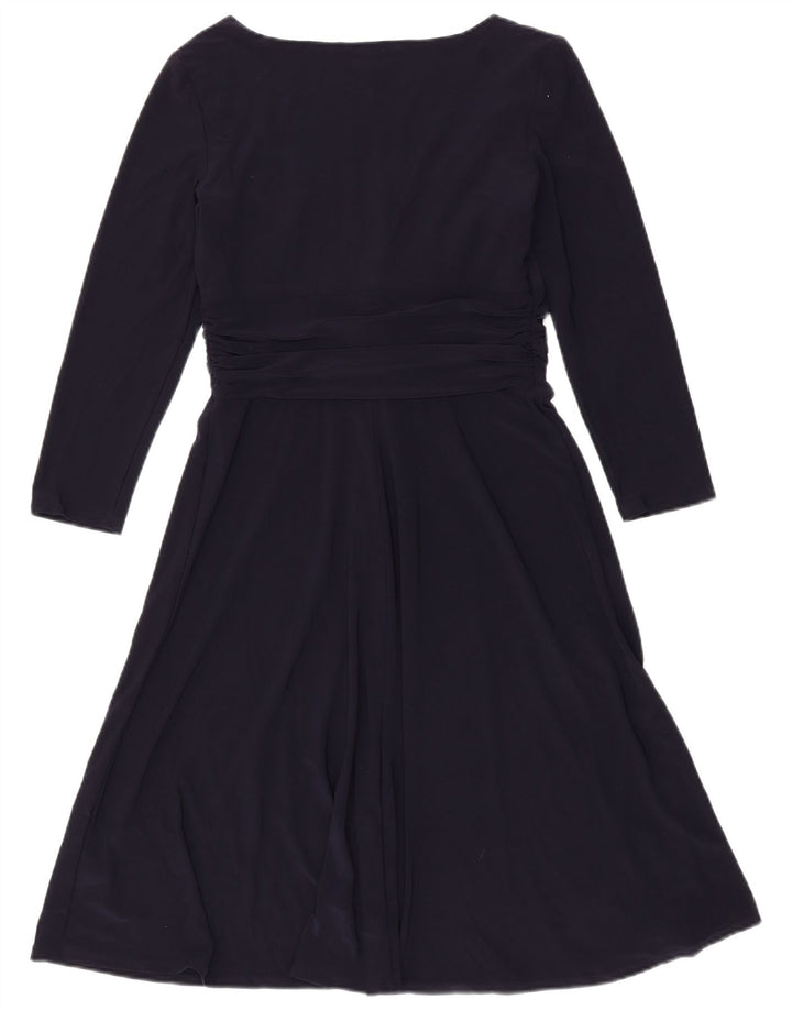 Chaps Vestido acampanado de manga 3/4 para mujer UK 42 Poliéster azul marino mediano