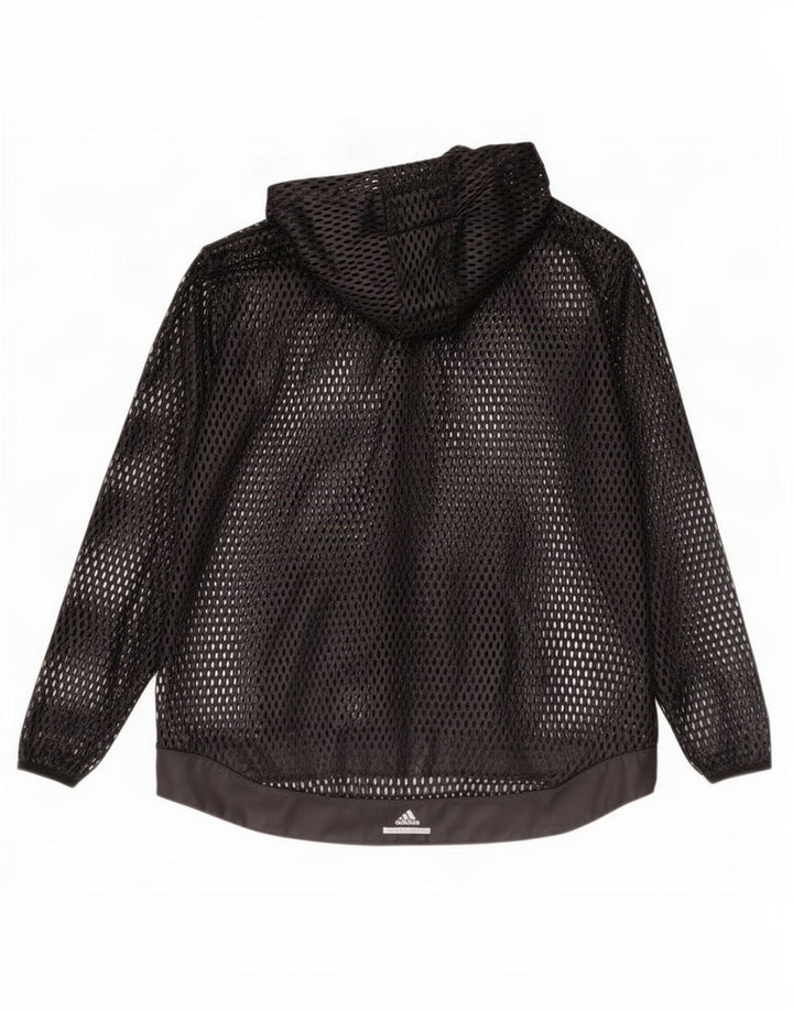 Adidas - Chaqueta de chándal con capucha para mujer, talla 10, color negro