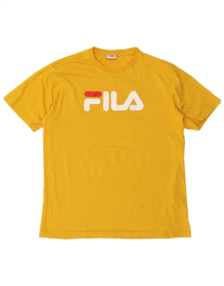 Fila - Camiseta gráfica para hombre, talla grande, algodón amarillo