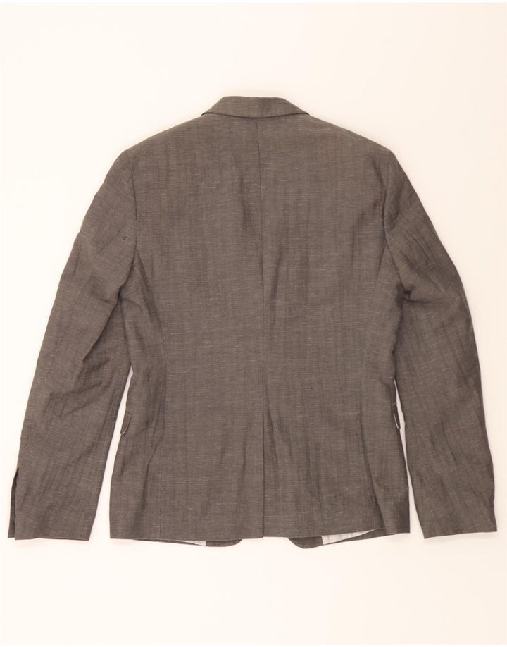 VINTAGE Mens 2 Button Blazer Jacket IT 50 Large Grey Polyester Vintage Vintage and Second-Hand Vintage from Messina Hembry 