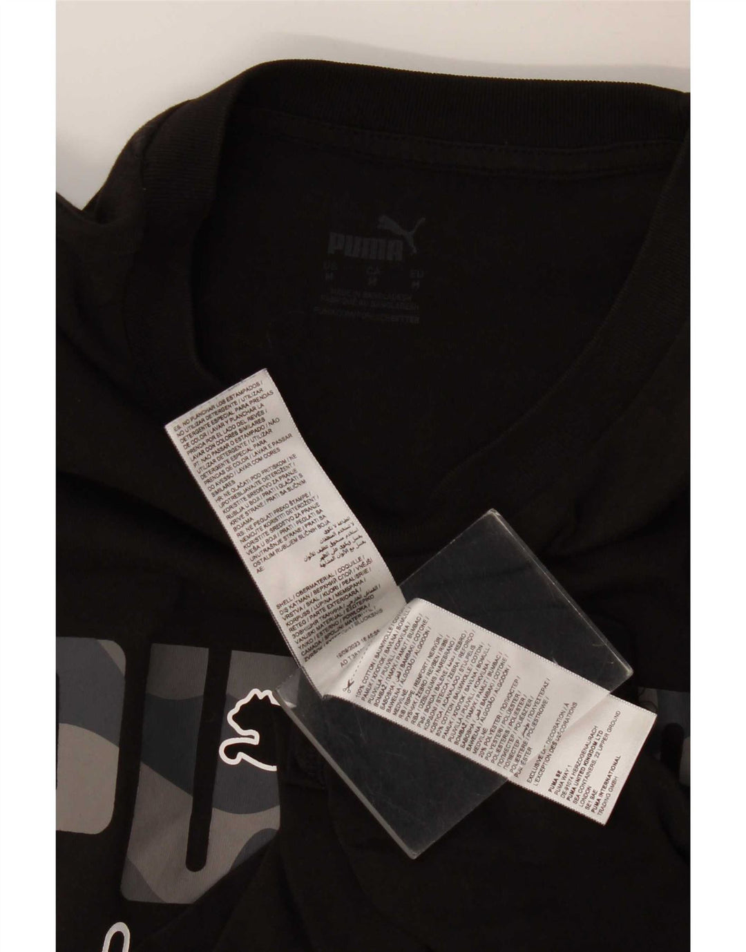 Puma Camiseta gráfica para hombre Top Medium Black Cotton