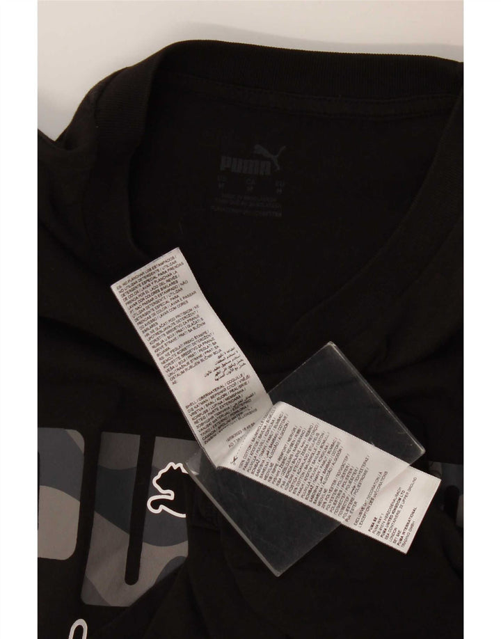Puma Camiseta gráfica para hombre Top Medium Black Cotton