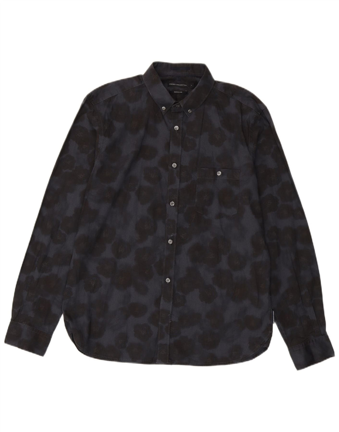 Camisa de corte estándar para hombre de French Connection, talla grande, de algodón con estampado floral en azul marino