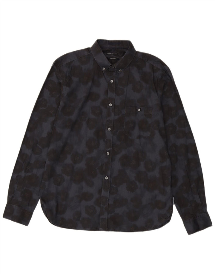 Camisa de corte estándar para hombre de French Connection, talla grande, de algodón con estampado floral en azul marino