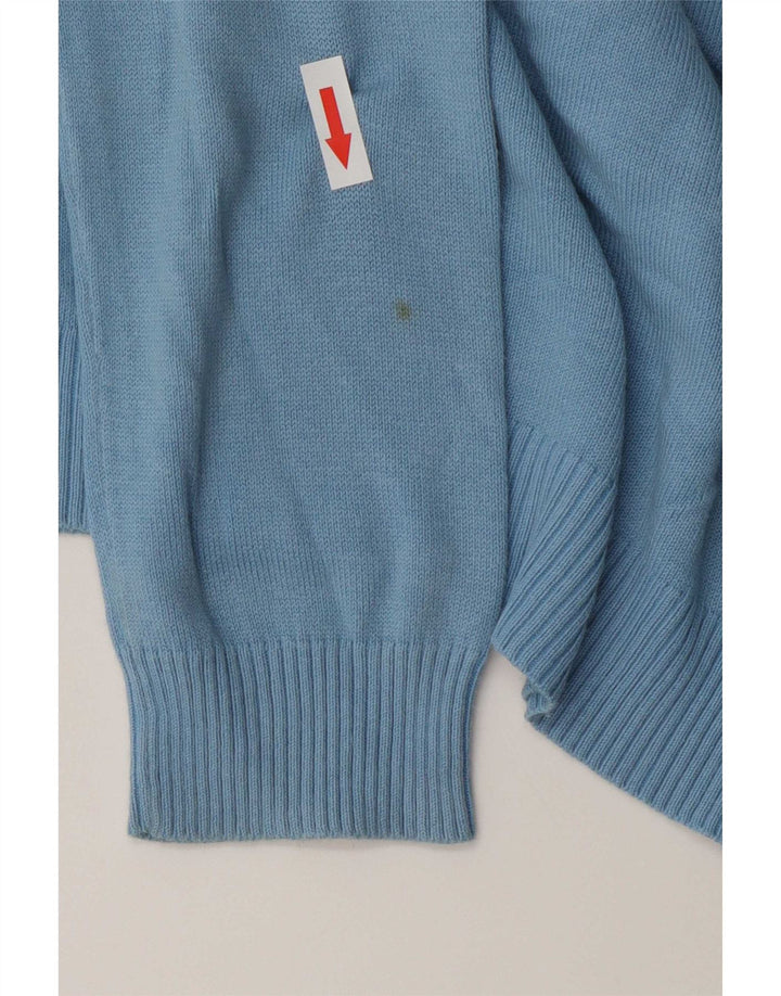Zara - Jersey con cuello en V para mujer, talla 40, algodón azul medio