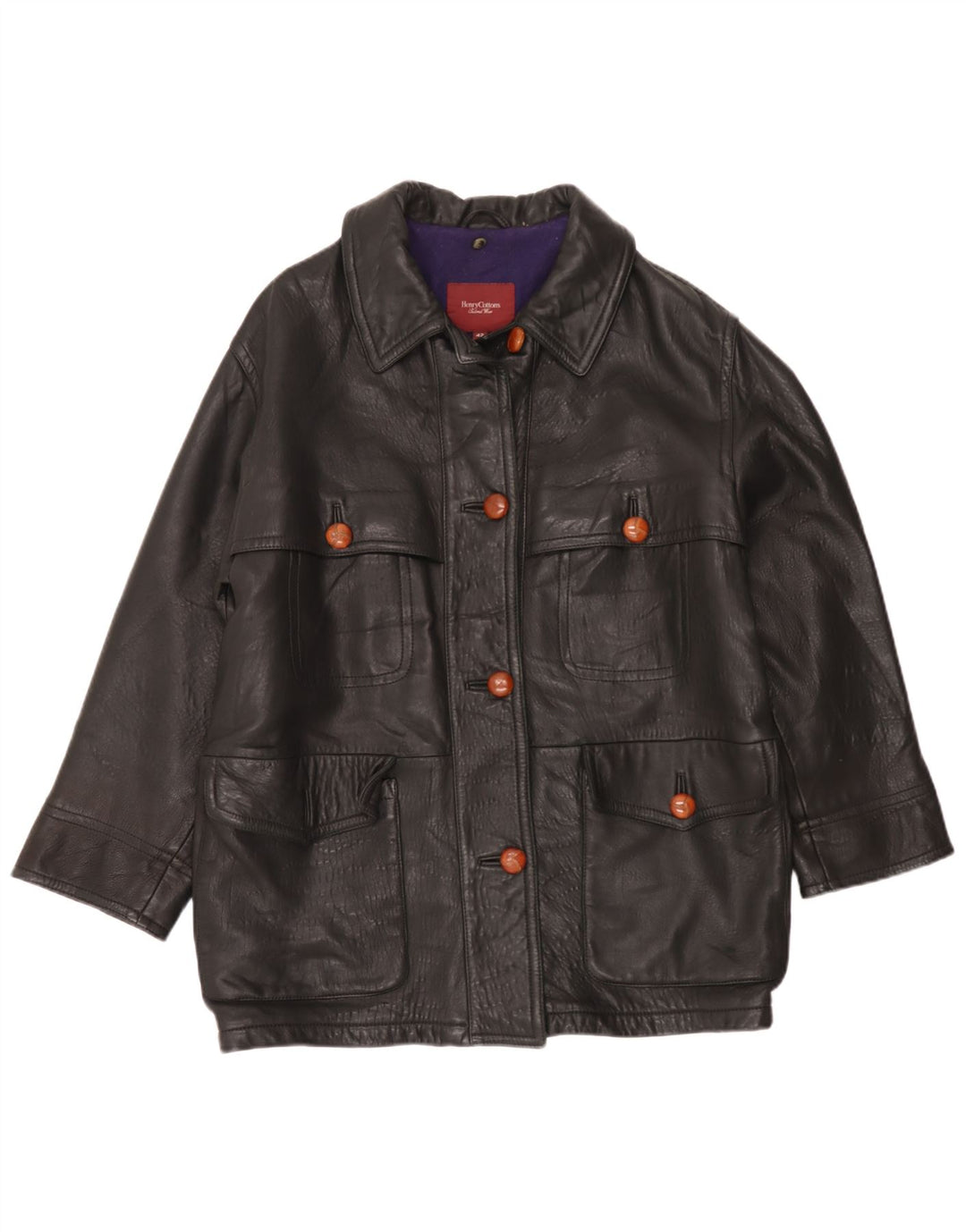 Henry Cottons Chaqueta de cuero extragrande para mujer IT 42 Cuero negro mediano