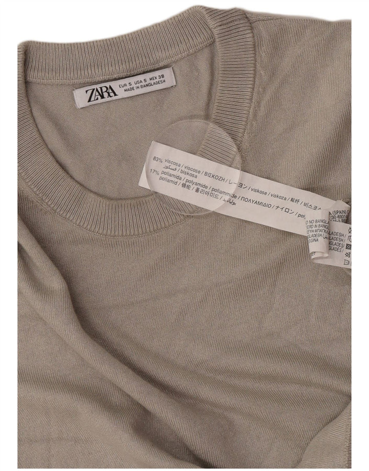 Zara Hombre Jersey De Manga Corta Con Cuello Redondo Jersey Small Gris Viscosa