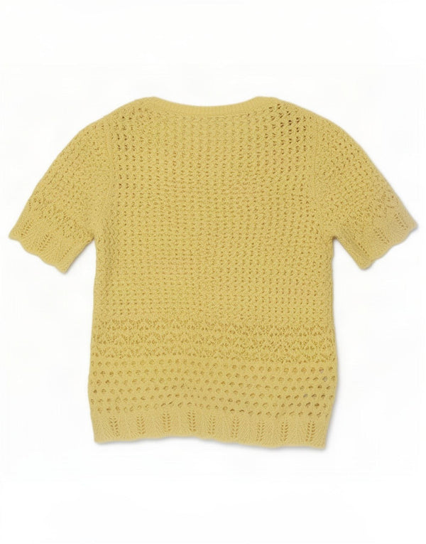 Marks & Spencer Blusa de crochet para mujer Top UK 12 Poliéster amarillo medio