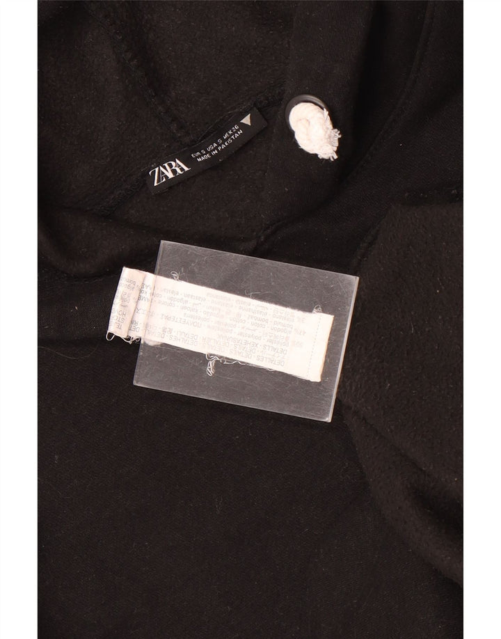 Zara Hombre Loose Fit Sudadera Con Capucha Jersey Pequeño Poliéster Negro