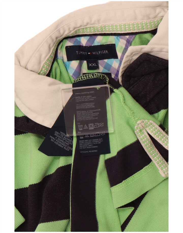 TOMMY HILFIGER Polo de rugby para hombre 2XL Algodón de rayas verdes