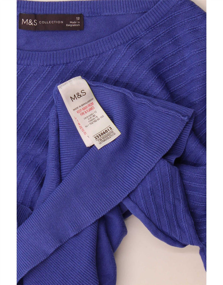 Marks & Spencer Suéter Corto con Cuello Barco para Mujer UK 40 Azul Medio