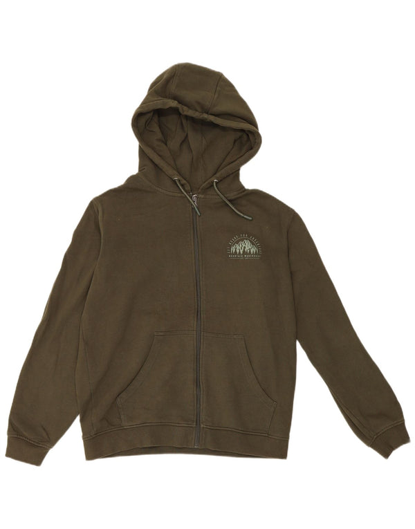 Mountain Warehouse Suéter con capucha y cremallera gráfica para hombre Algodón caqui pequeño
