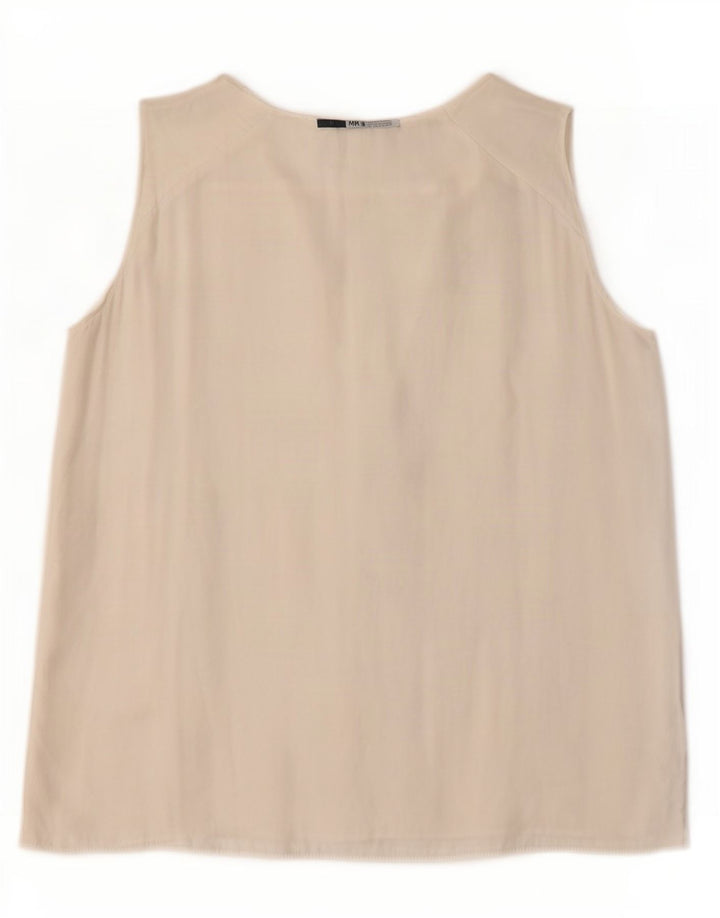 Zara Blusa sin mangas con volantes en la parte delantera para mujer UK 40 Medium White