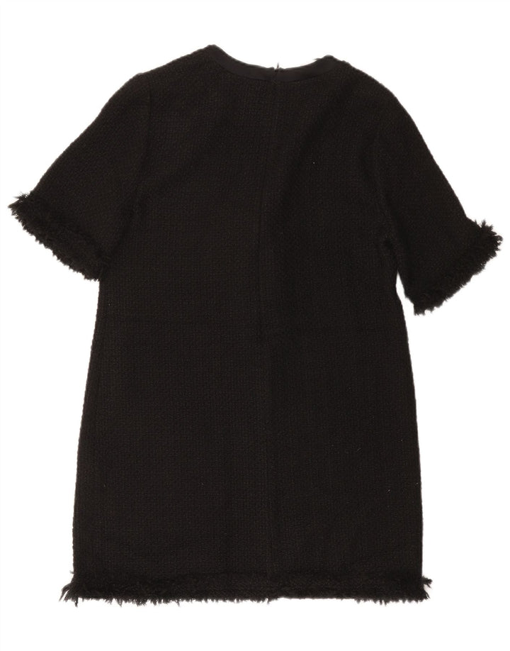 Zara Mujer Vestido Recto UK 42 Medio Negro Acrílico
