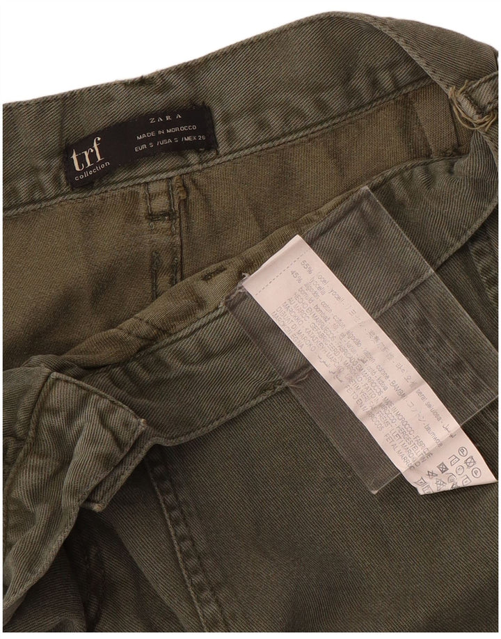 Zara Mujer Pantalones Cargo Rectos Pequeño W26 L27 Caqui