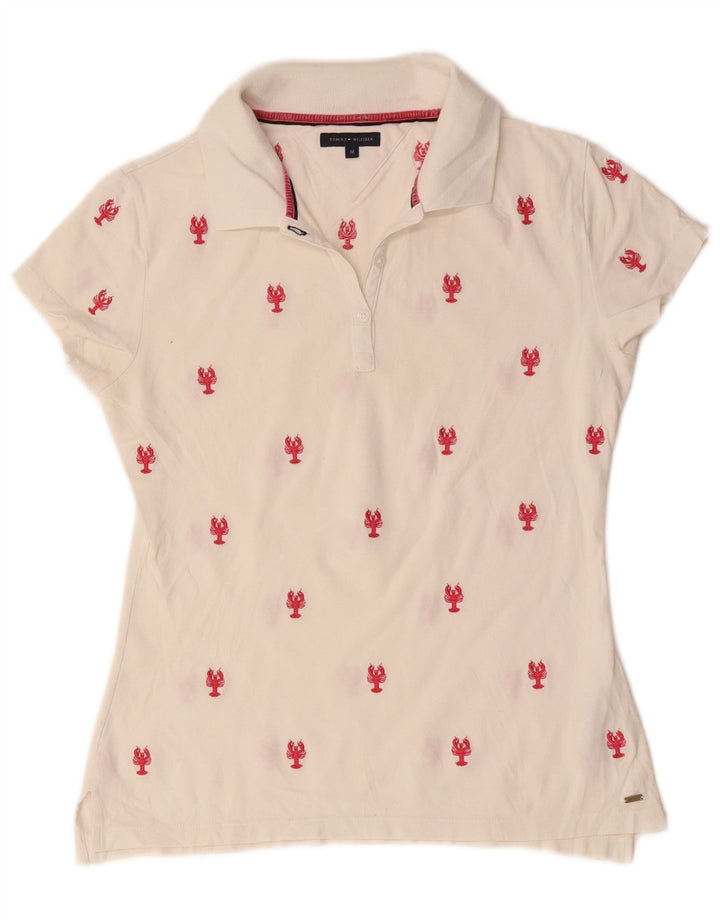 Tommy Hilfiger Polo con estampado abstracto para mujer Reino Unido 12 Algodón blanco mediano