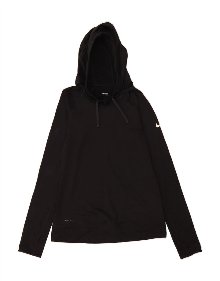 NIKE Womens Dri Fit Hoodie Jumper UK 10 Small Black Polyester Vintage Nike and Second-Hand Nike from Messina Hembry 