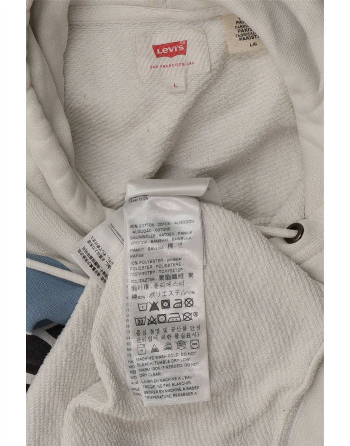 Levi's Jersey con capucha gráfica para hombre de algodón blanco grande