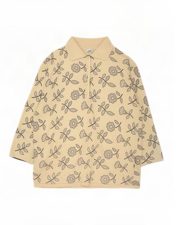 Polo vintage de manga larga para mujer IT 46 Large Beige Floral