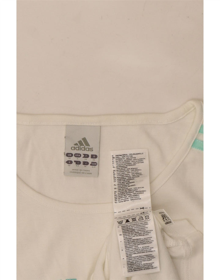 ADIDAS Camiseta corta gráfica para mujer Top UK 10 Small White Cotton
