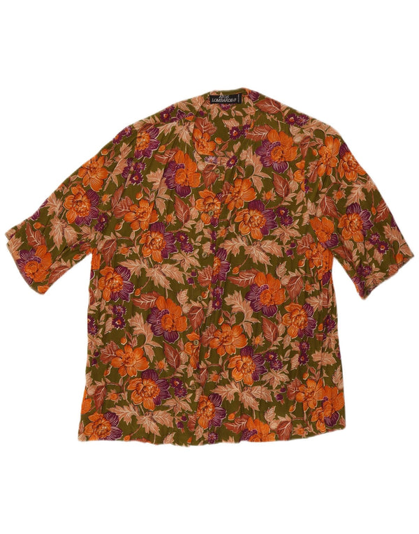Atos Lombardini Blusa de manga corta para mujer UK 40 Small Green Floral