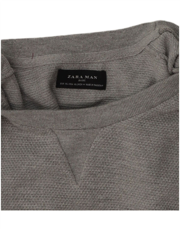 Zara Hombre Jersey Cuello Redondo Jersey XL Gris Algodón
