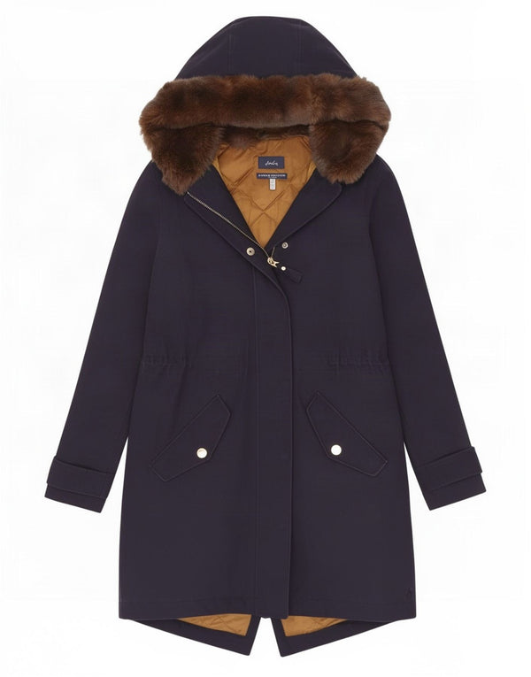Jules Chaqueta Parka con Capucha para Mujer UK 10 Small Azul Marino Algodón